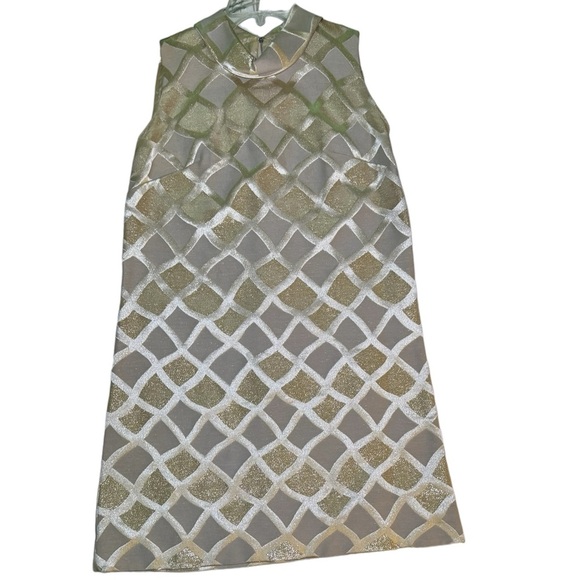 Vintage B Altman & Co. Gold Sleeveless Sheath Dress Vintage Size 14 - Picture 12 of 12